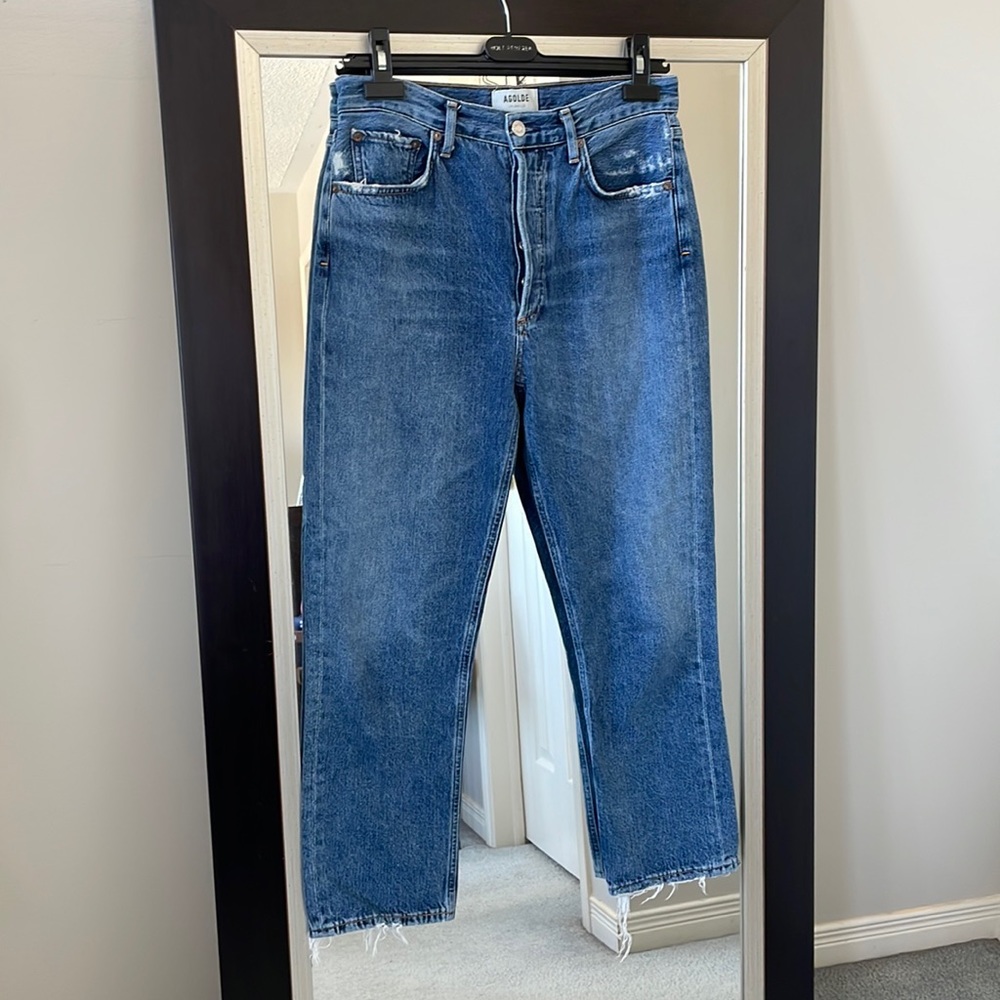 Agolde Women’s Cropped Straight-Leg Jeans in Medium Blue Wash